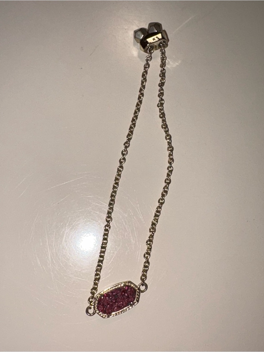 Kendra Scott Gold Bracelet with Pink Druzy Charm